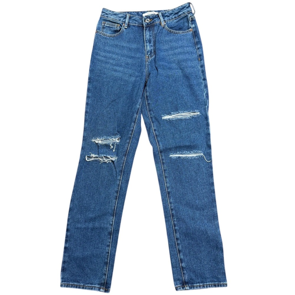 PacSun Mom Jeans Medium Wash Distressed High Rise Straight Leg Womens 25L